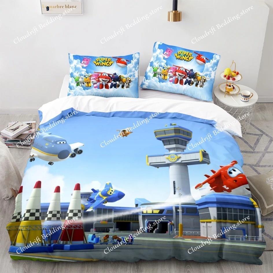 Super Wings Bedding Set Bedspread Single Twin Full Queen King Size Game Super Wings Bed Set Children's Kid Bedroom Duvetcover