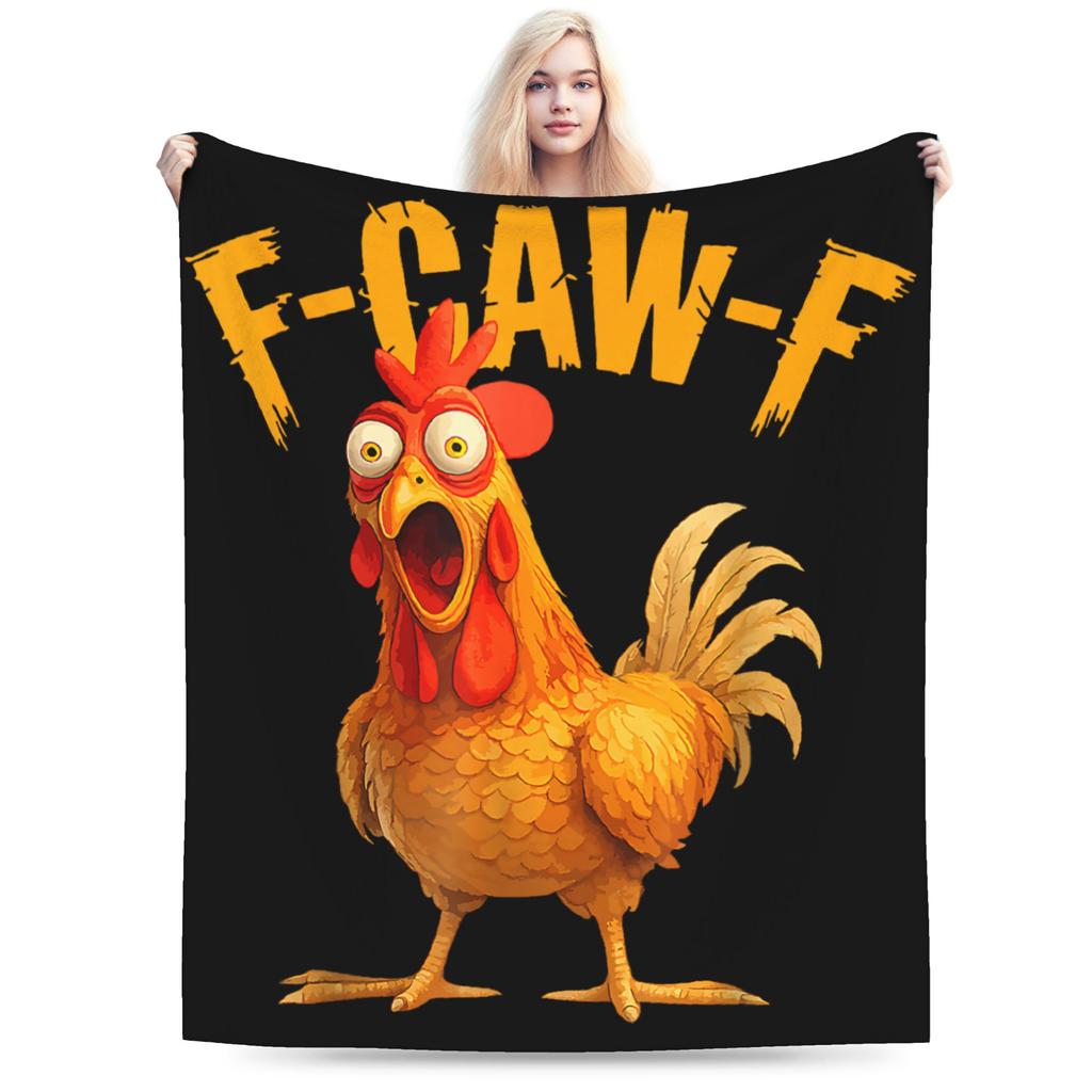 F-Caw-F Funny Chicken FCAWF Meme Blanket Flannel Summer Multifunction Warm Throw Blanket for Home Office Plush Thin Quilt