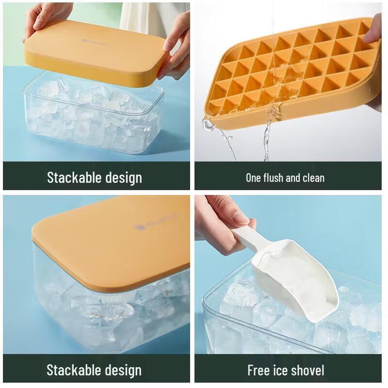 COOKER KING 28-Grid Ice Cube Tray with Lid and Storage Box