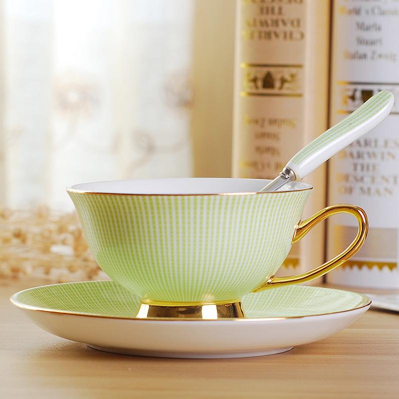 Zlacená evropská kostní porcelánová kávová a čajová sada s podšálkem