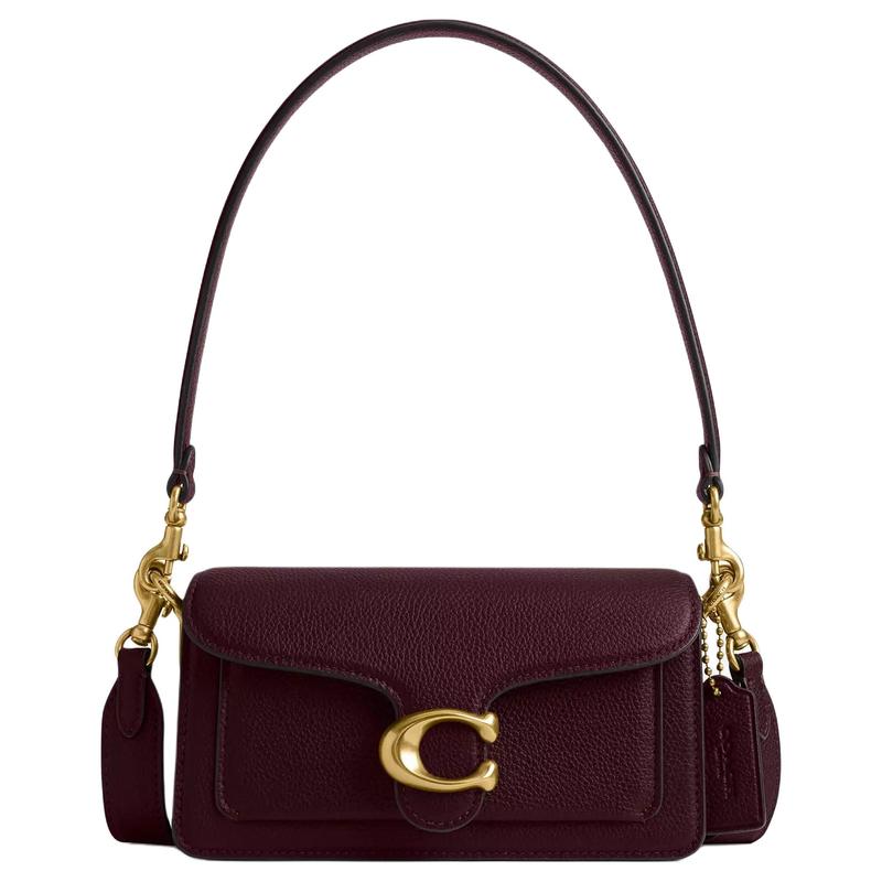 

COACH Tabby 20 Logo Detachable Handle Polished Pebbled Leather Handy Crossbody Shoulder Bag Small Women s Merlot Red червоний