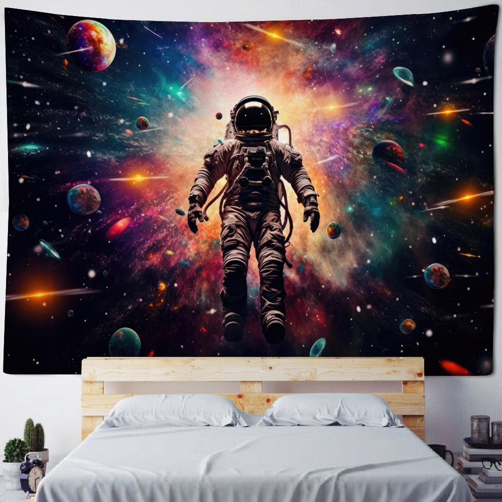 Astronaut Star Planet Tapestries - Meditation Starry Sky Living Room Decor Therapy Energy Field Art Background Design