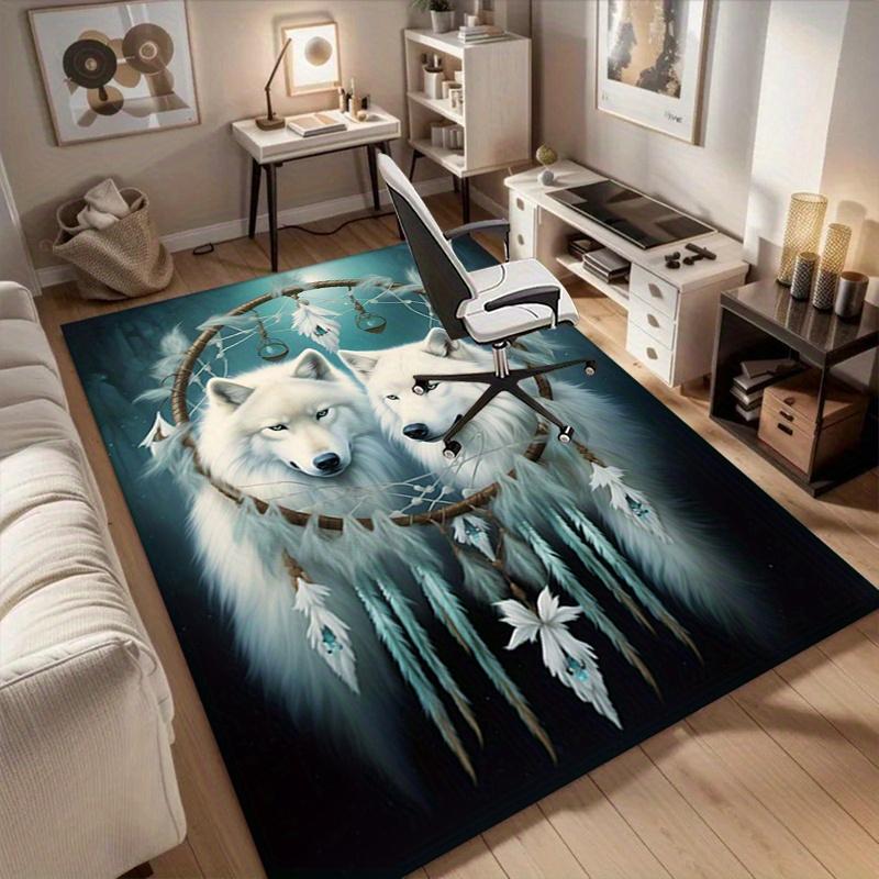 1pc. Dreamcatcher Wolf Print Rug for Home Decor, Office Carpet, Chair Cover, Outdoor Mat, Gift Idea
