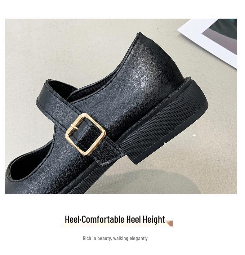 Mary Jane Women's 2025 Retro Japanese Leather Shoes - Casual Korean & British Style, Thick Sole, Round Toe