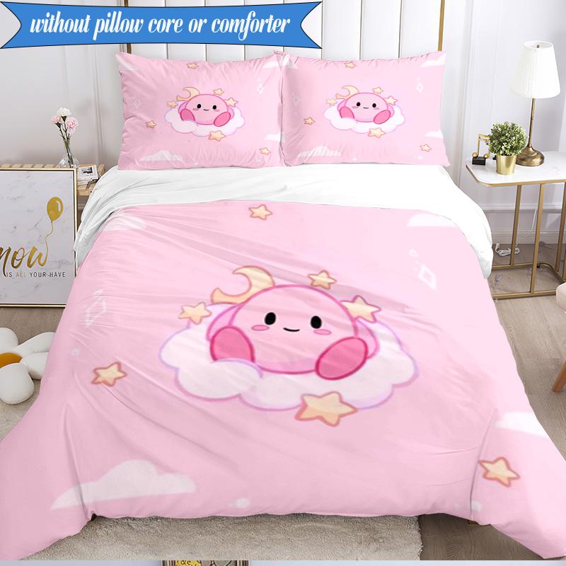 Rosa Pika Muster 3-teiliges K-Pop Musikgruppen Bettwäsche-Set, Ideal für Schlafzimmer, Wohnheim, Enthält Bettbezug und 2 Kissenbezüge, Fan-Geschenke