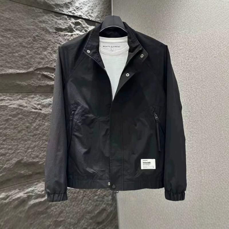 Mens Casual Lightweight Jacket Stylish Loose Fit Hoodless Zipper Front Solid Color Outerwear Youth