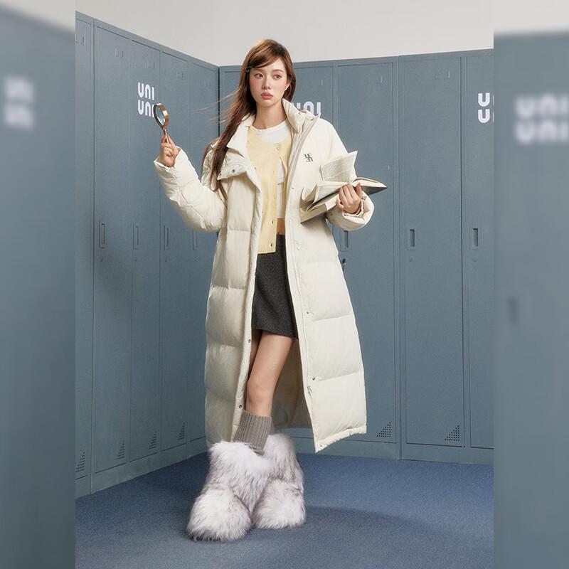 UNIFREE Long Loose Fit 90% White Duck Down Jacket