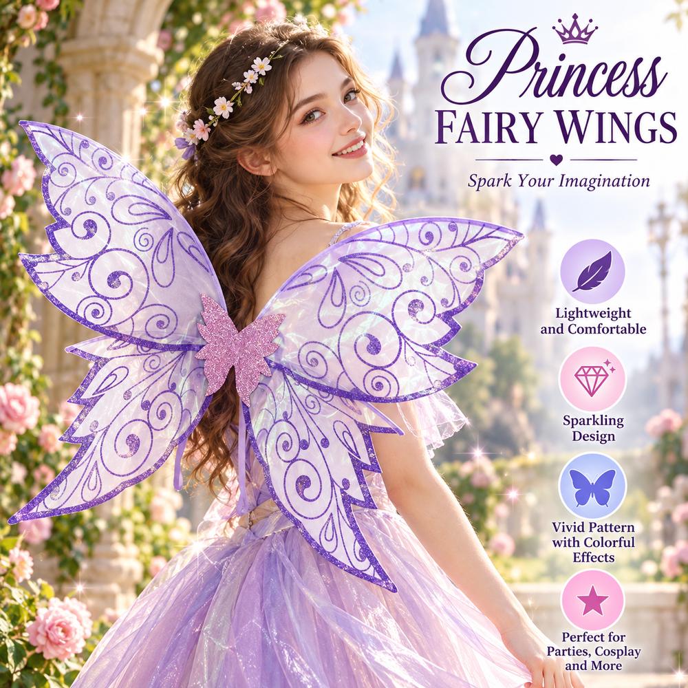 Organza Prinzessin Fee Flügel Leichtes Verkleidungsflügel Neu Funkelnde Engelsflügel Halloween
