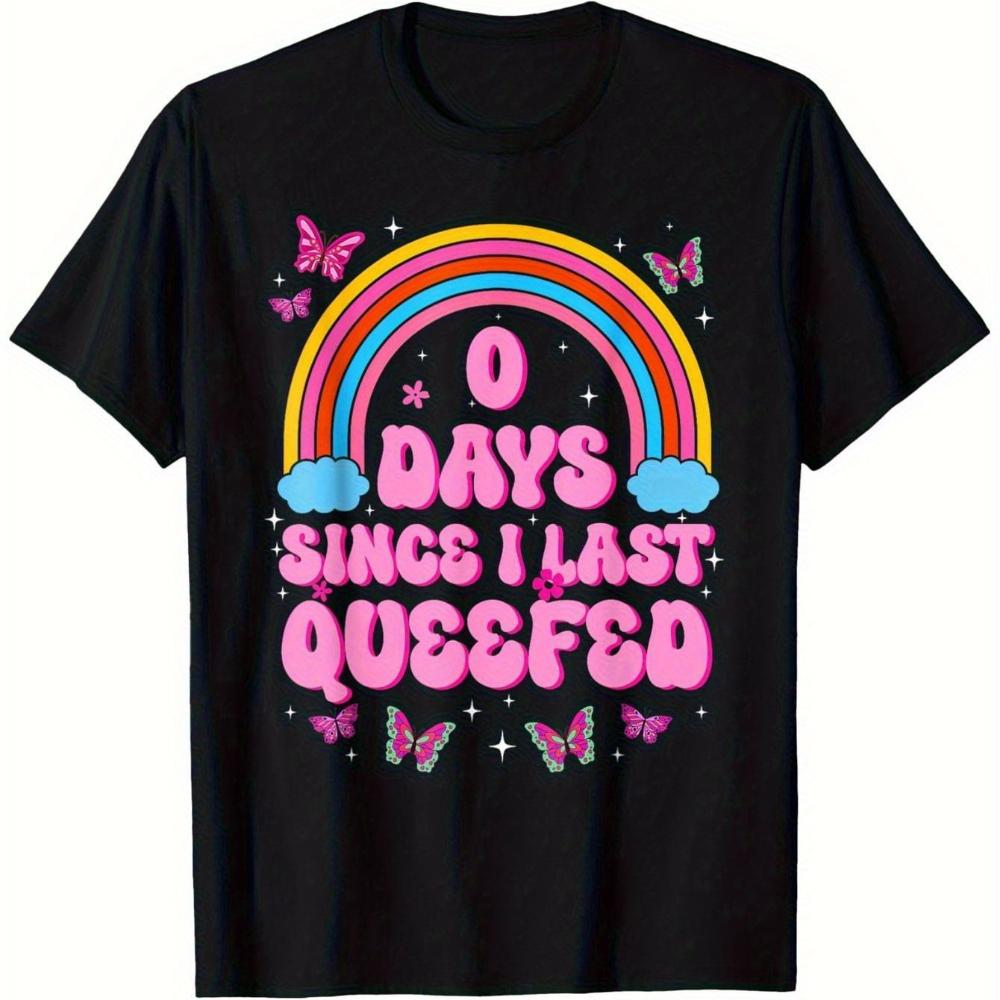 Men's Funny 0 Days Since I Last Queefed T-Shirt with Duck Graphic Cotton 180g Casual Short Slee