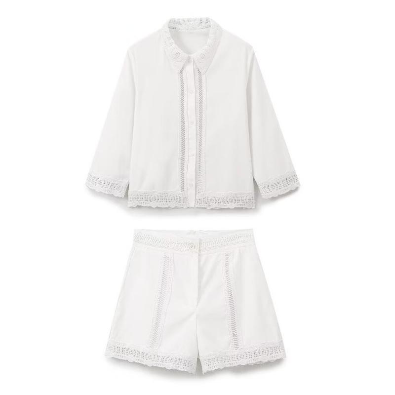 

Autumn European & American Hot Girl Patchwork Shirt and Shorts Set XS