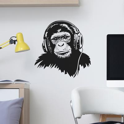 Fun-f304 Musik hören Gorilla Schlafzimmer Wohnzimmer Landschaftsgestaltung Dekorative Wandaufkleber Selbstklebend