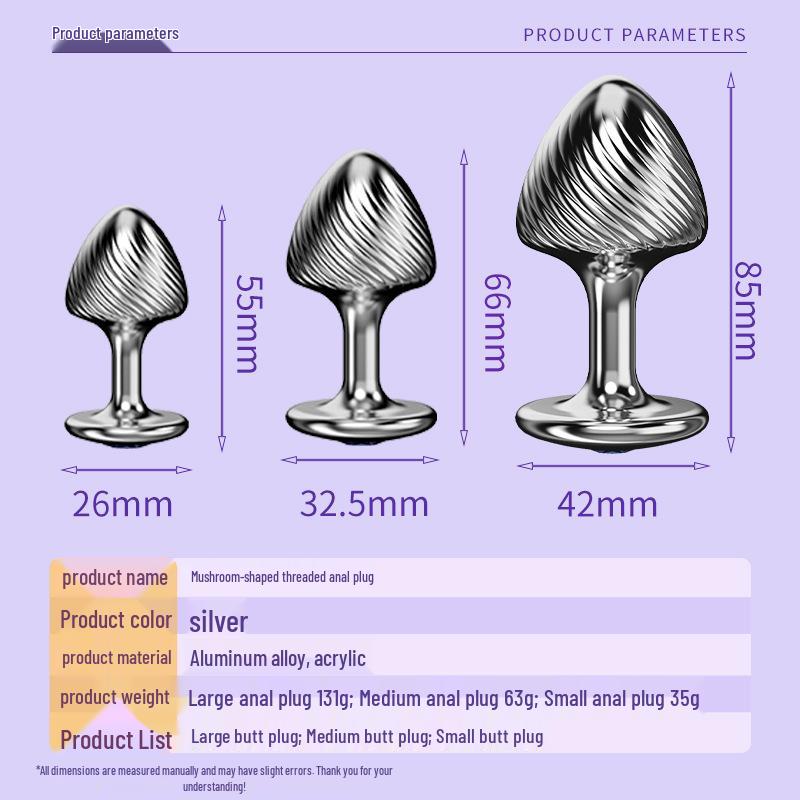 Mushroom Shape Metal Anal Plug Training Toy