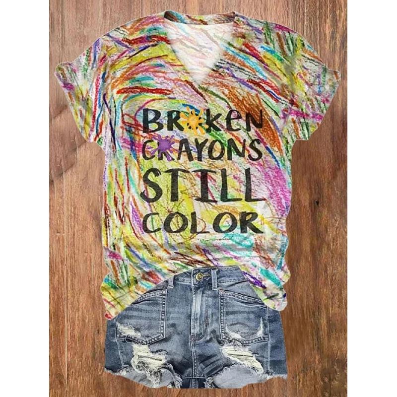 

Summer T-Shirt Hip Hop Series Digital 3D Printing Women S V-Neck Short Sleeve Sports T-Shirt Top L