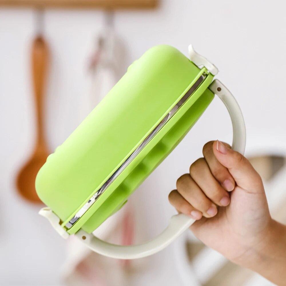 900ml Stainless Steel Keep Warm Container Durable Kitchen Tools Christmas Food Storage with Folding Handle Convenient Lunch Box