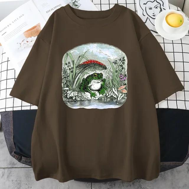 Cottagecore Estetik Svamp Dark Academia Groda Ny Herr T-shirts Hip Hop Sweat T-shirt Sommartoppar Bomull Oversize Herrkläder