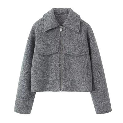Autumn and Winter New Women's Fashion Soft Tweed Short Jacket Lapel Woolen Coat