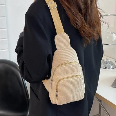Cord-Brusttasche, Sling, einfarbig, Schultertasche, Messenger Bag, Crossbody, kleiner Sling-Rucksack, Tagesrucksack für Reisen, Sporttaschen