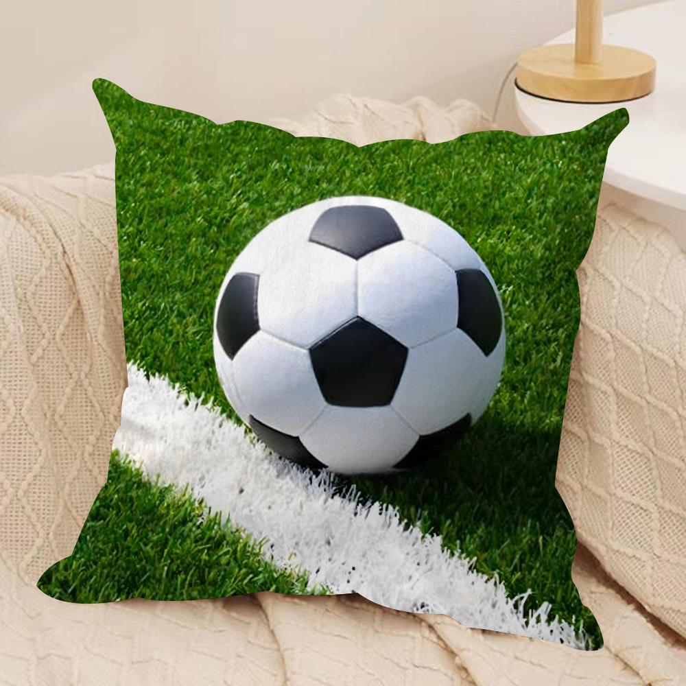 Football Print Cushion Cover Soft Plush Throw Pillow Cover  DoubleSided Decorative Cushion Case  Sofa Bedroom Home Decor