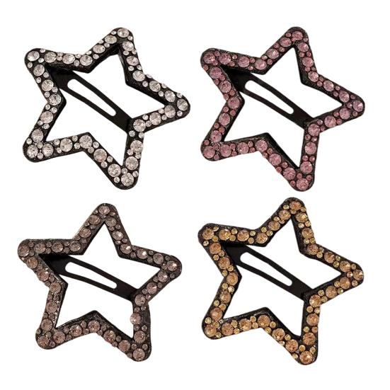 Hairpins Rhinestones Shining Hollow Five-Pointed Star Shape Hair Clips Stable Non-Damaging Hair