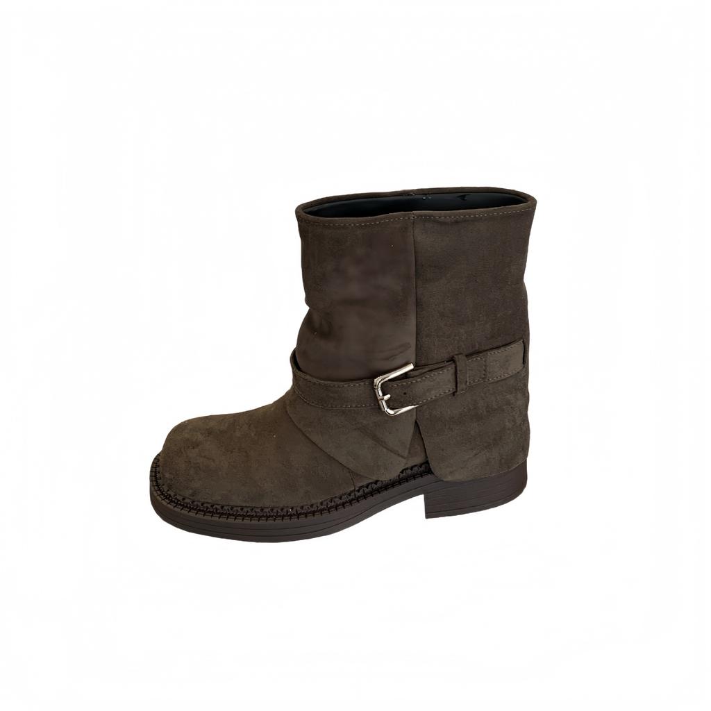 Design Sense 2025 Autumn and Winter New Western Cowboy Boots Women's Square Head Retro Thick Heel Knight Short Boots Women