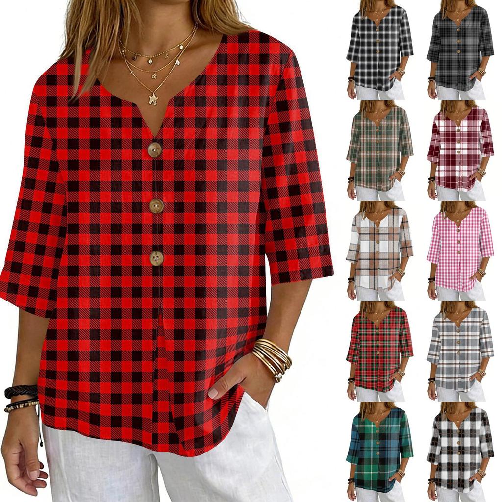Women's Shirts Dressy Casual T-Shirts 3/4 Sleeve Tunic Tops Basic Tees Pullover Work Blouses