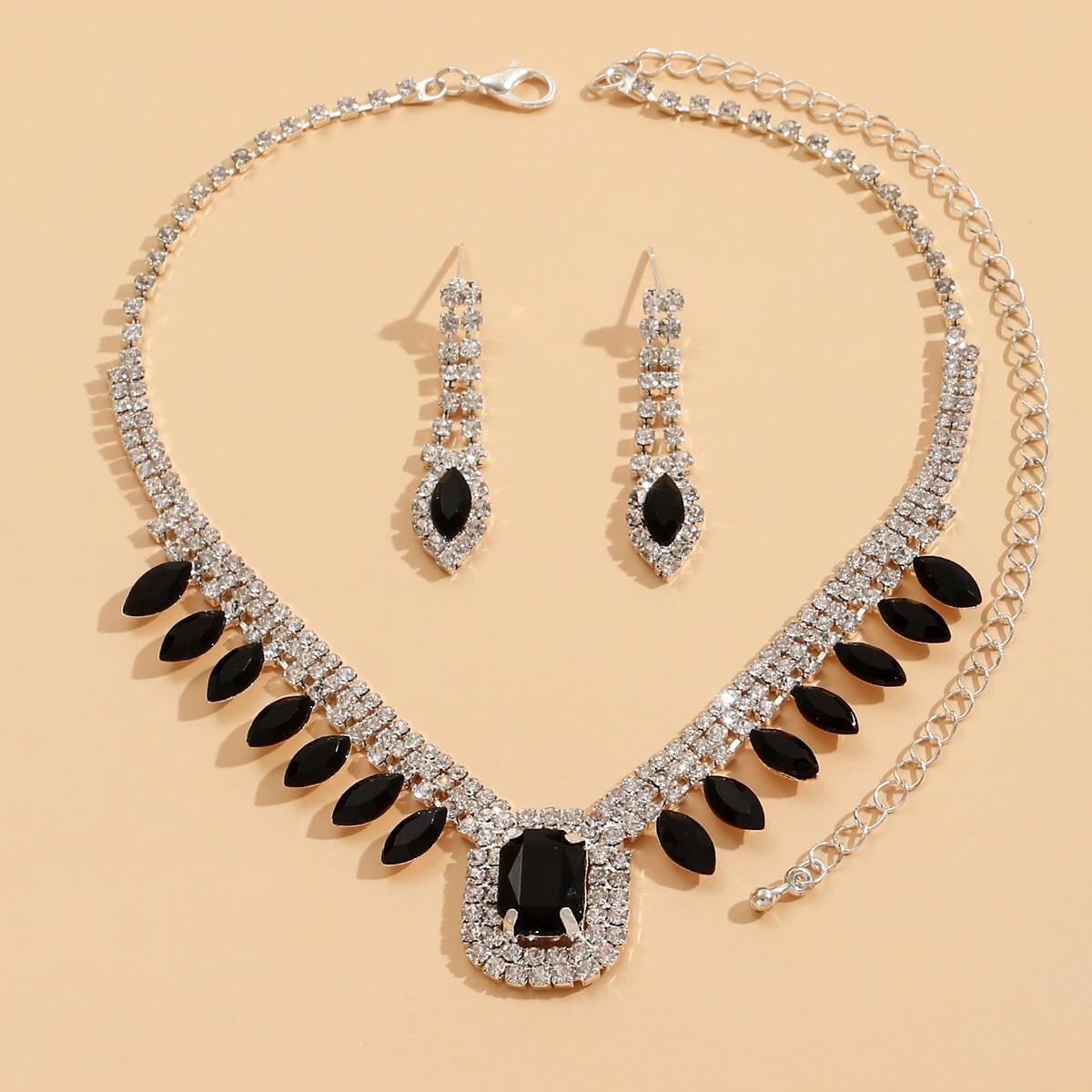 Свадебный женский костюм Ожерелье Серьги Бриллиантовый костюм Свадебное вечернее платье Ювелирные изделия