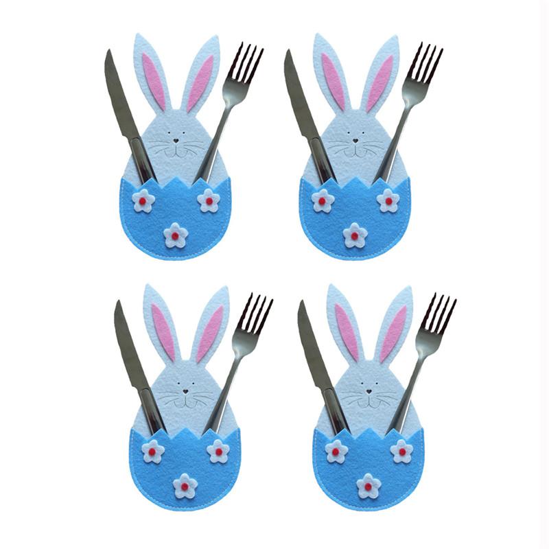 Easter Knife Fork Holder Pocket Carrot Rabbit Eggs Bunny Cutlery Bag for Easter Party Table Decor Tableware Cover Ornaments 2025
