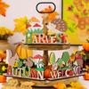 Stylish Harvest Season Wooden Animal Display Featuring Hedgehog And Designs Squirrel