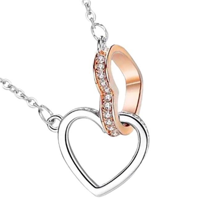 Stunning Dual Heart Rose Gold Necklace With Geometric Design For Womens Fashion
