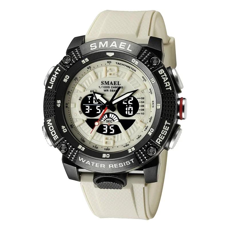 SMAEL Waterproof Male Clock Digital LED Display Quartz Analog Stopwatch Fashion Clock Men Watch Sport Watches 8058