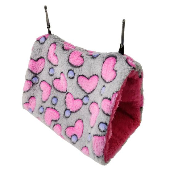 Pet Bird Parrot Plush Heart Print Warm Soft Hanging Hammock Sleeping Bed Nests