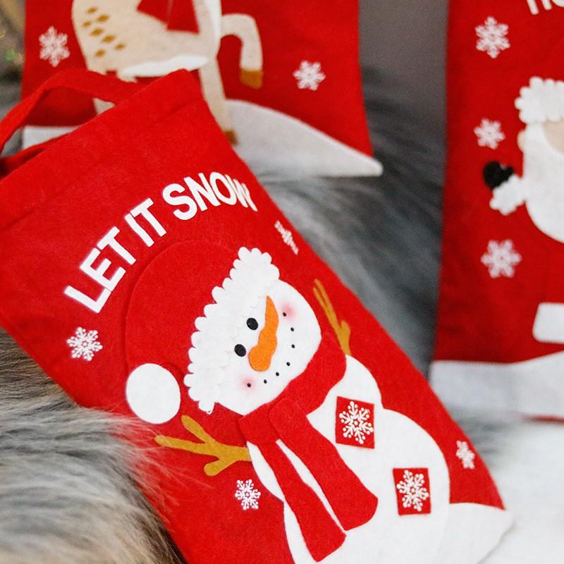 Christmas Decorative Gift Bags With Santa Snowman Reindeer Print Nonwoven Holiday Party Favor Tote