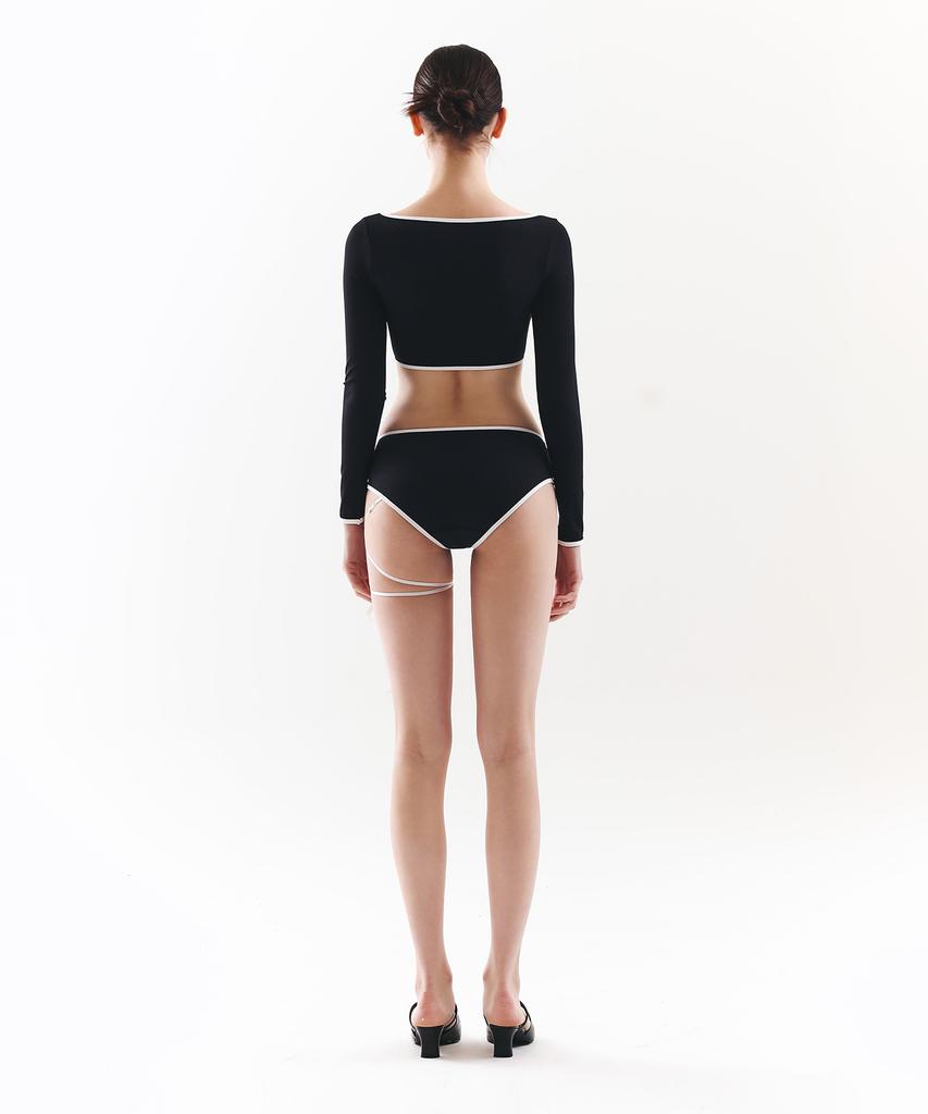 VINAJ Cross Ribbon Line Low Bikini Panties (Black)