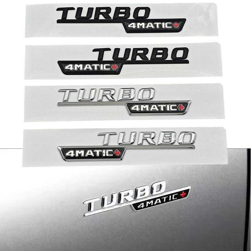 2pcs 3D ABS letters TURBO 4MATIC Plus Logo car bumper sticker side emblem badge for C117 W117 GLE53 GLA45 A45 A35 CLA35 CLA45