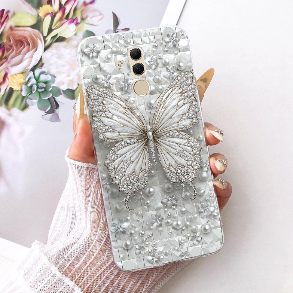 For Huawei Mate 20 Lite Case Cover Transparent Cute Fashion Butterfly Funny Painted Casing For Huawei SNE-AL00 SNE-LX1