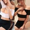 Hot Erotic Lingerie Tight Secretary Uniform Sexy Beauty Open Chest Bag Hip Nightclub Dress Erotic Sexy Lingerie Woman Clothing