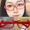 Japanese Anime Y2K Red Teardrop Cosplay Small Square Glasses Women's Retro Harajuku Glasses Clear Blue Light Blocking Eyewears
