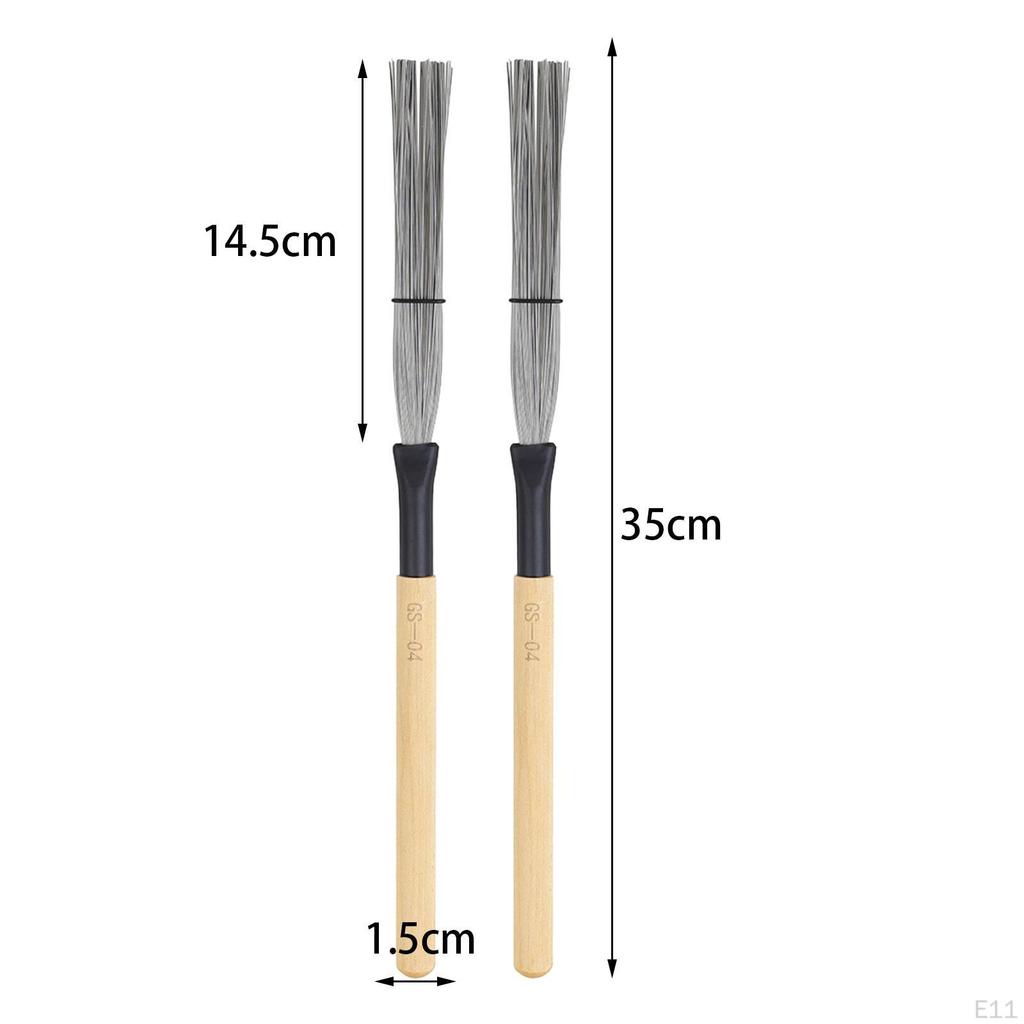 2 Pieces Drum Brushes Wire Portable Durable 13.78in Length with Comfortable Wood