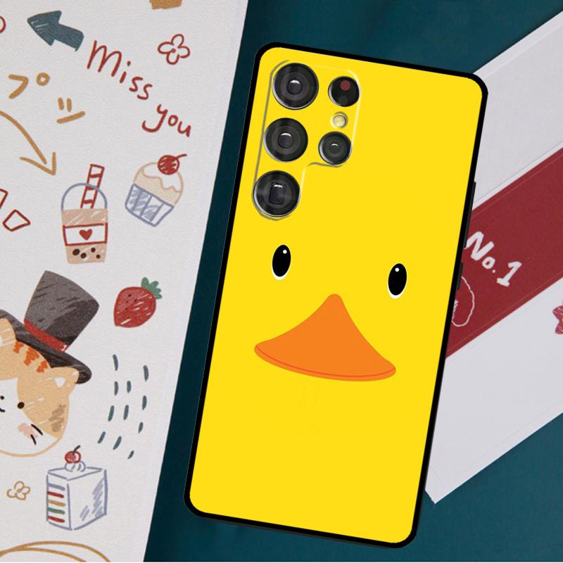 Kwaii Yellow Duck Case For Samsung Galaxy S23 S21 S22 Ultra Plus S20 FE Note 20 Note 10 S8 S9 S10 Plus Cover