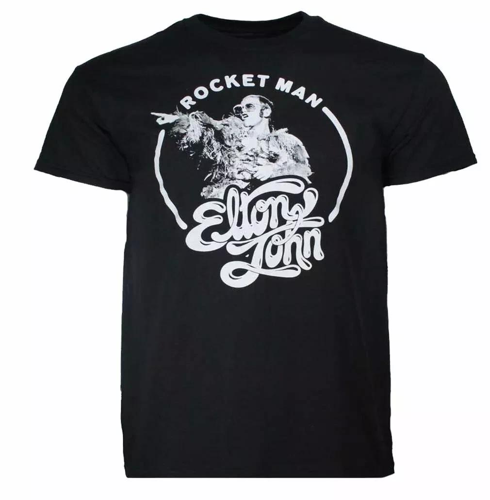 

Elton John Rocket Man Circle Mens T Shirt Music Classic Band Rock Tee New Black 4XL