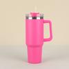 Large Capacity Oz Handle Cup Double-layer Bingba Cup Straw Thermos Cup Stainless Steel Car Cup