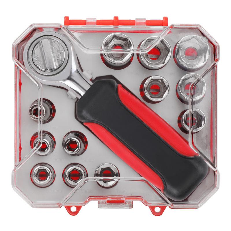 

13pcs 1/4 Socket Wrench Combo Set 4-13mm Manual Ratchet Wrench Tool