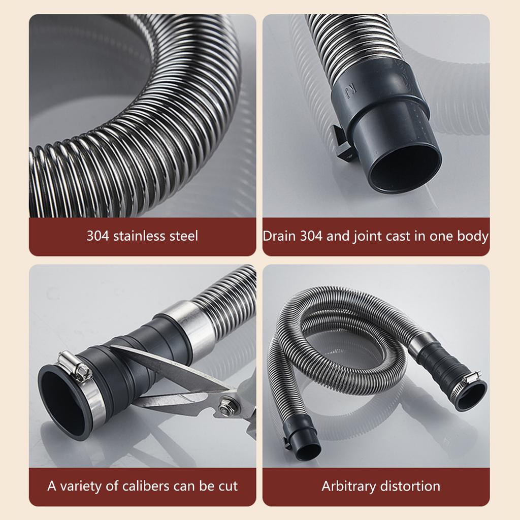 Washing Machine Drain Hose Washing Machine Drain Tube Stainless Steel Texture Suitable for Home and Commercial Use