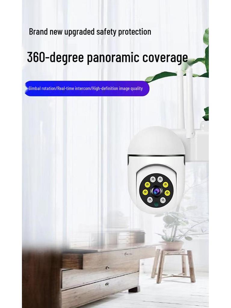 Wireless Indoor WiFi Surveillance Camera with Punch-Free Installation and Full-Color Night Vision