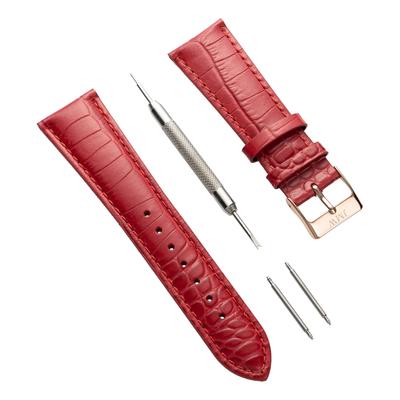 JMW TOKYO Watch Strap, 22mm Lug Width, Genuine Leather, Replacement Strap, Watch Band, Red or Rose Gold, Buckle, Tools, Spring Bars, Box Included,