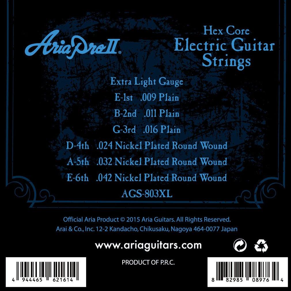 AriaProII Electric Guitar Extra Strings, 3-Pack, 09-42 Light, AGS-803XL