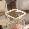 Trash Can Transparent Water Ripple with Press Trash Bin Lid Office Wastebasket for Home Bedroom