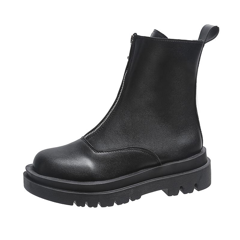 

Модные ботильоны на платформе большого размера 42 для женщин, модные слипоны на толстой подошве, короткие ботинки, осень-зима, элегантные современные ботильоны для леди 35 чёрный