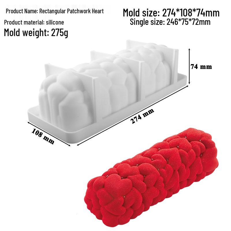 

Shenhong Valentine s Rectangular Heart Silicone Mousse Cake Mold