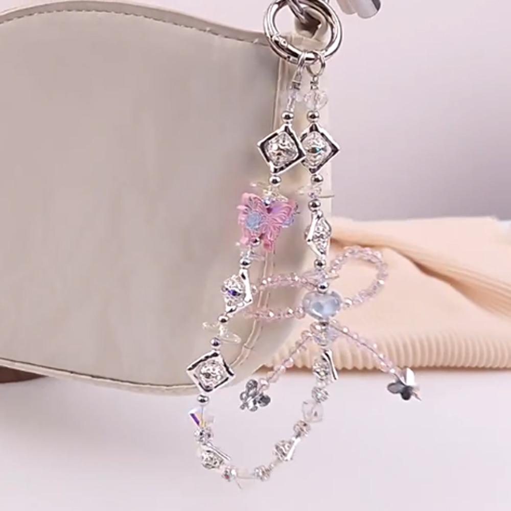 Bag Pendant Mobile Phone Keychain Strap Colorful Beads Phone Hanging Rope  Phone Case Accessories